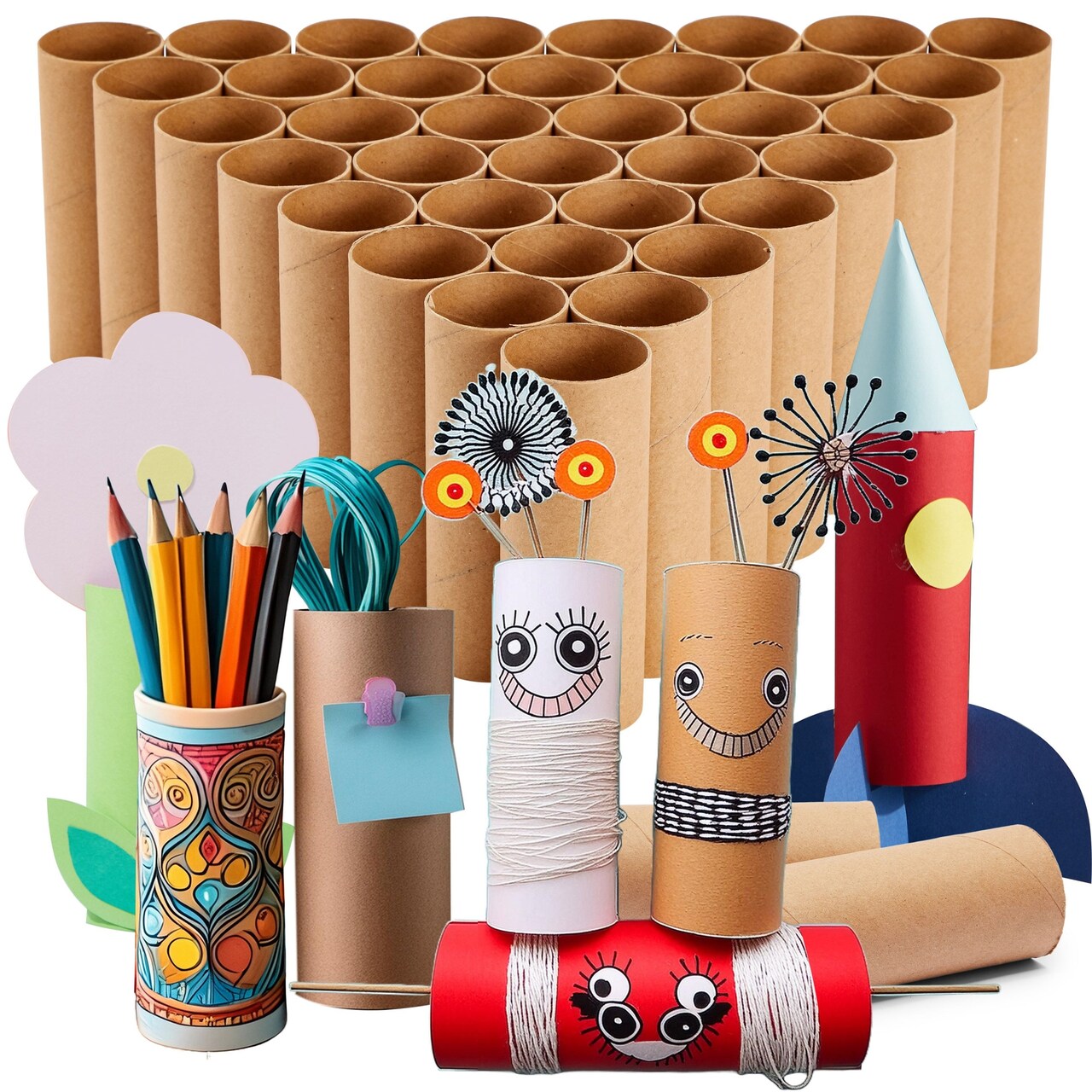 36 Pack Brown Cardboard Tubes for Crafts, DIY Craft Paper Roll for Diorama (1.6 x 4.7 In)